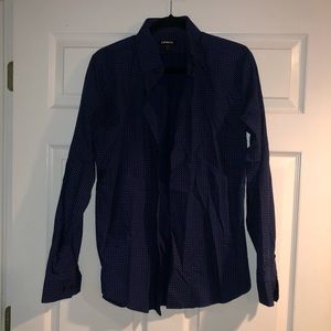 EXPRESS Extra Slim Dark Blue Shirt with White Dots